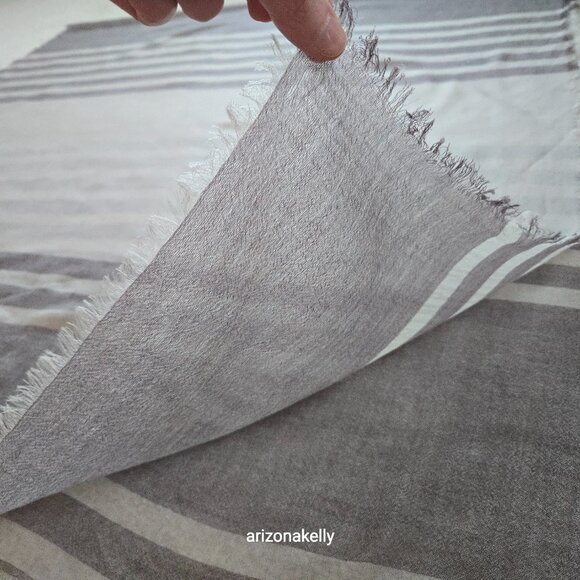 NWOT J. McLaughlin Wool & Cashmere Tissueweight Scarf Brown & Tan Stripe - Picture 3 of 13